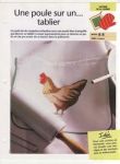 85 - une poule sur un tablier